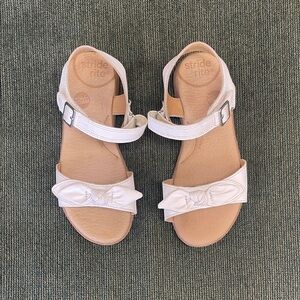 Stride Rite White Girls Bow Ankle-Strap Sandals